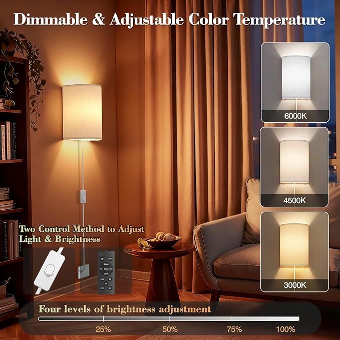 Plug in Wall Sconces Set of Two: Wall Lights - Image 3