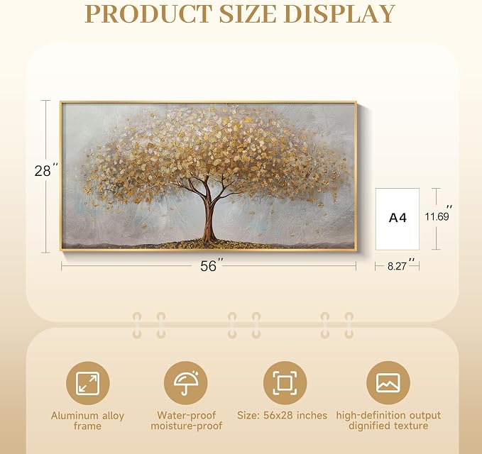 Large Framed Tree of Life Gold Wall Art - Image 8