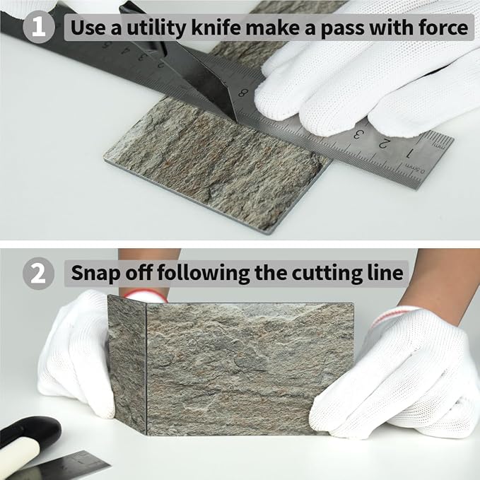AULIGET 4-Piece Faux Stone Peel and Stick Backsplash Wall Tiles, Laundry Room - Image 7