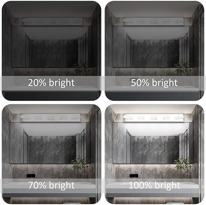 Ralbay Dimmable Chrome Bathroom Light Fixtures 5 Lights Modern LED Vanity Light - Image 6