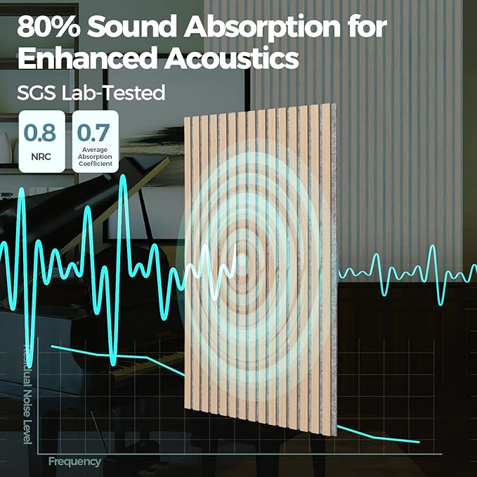 AKUMAX 4 Pack Acoustic Panels, Wood Slat - Image 4