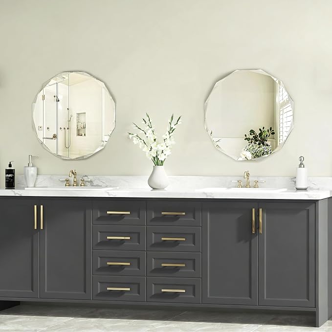 Bathroom Mirrors for Over Sink, Round Frameless Mirrors for Wall, 20x20 Inch - Image 2