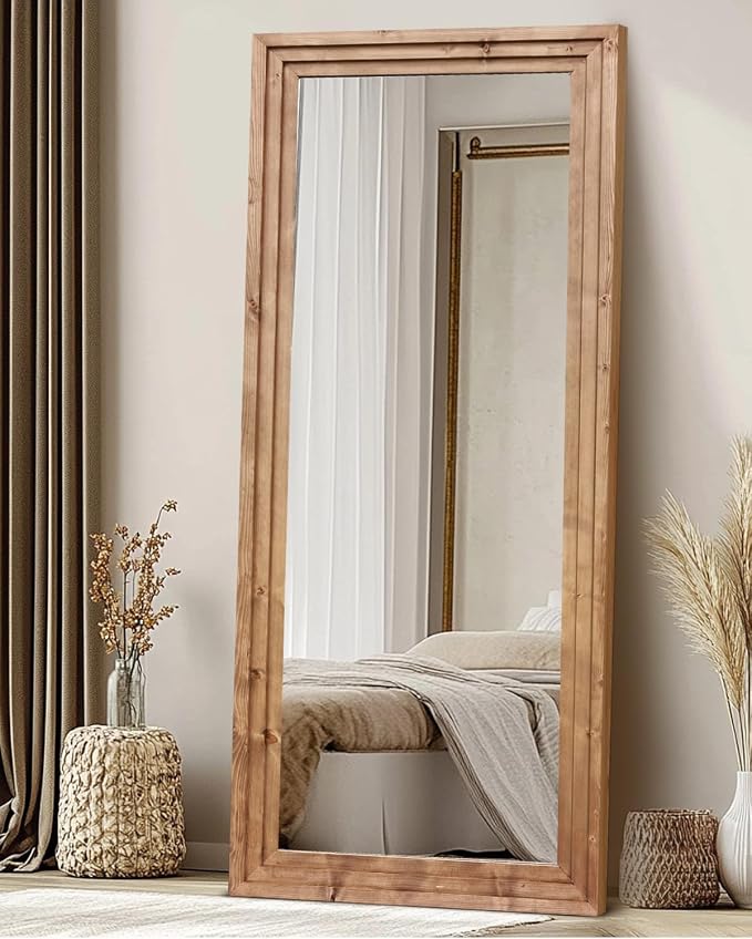 Full Length Mirror 71"x30" Solid Wood Frame Floor Large Mirror - Image 6