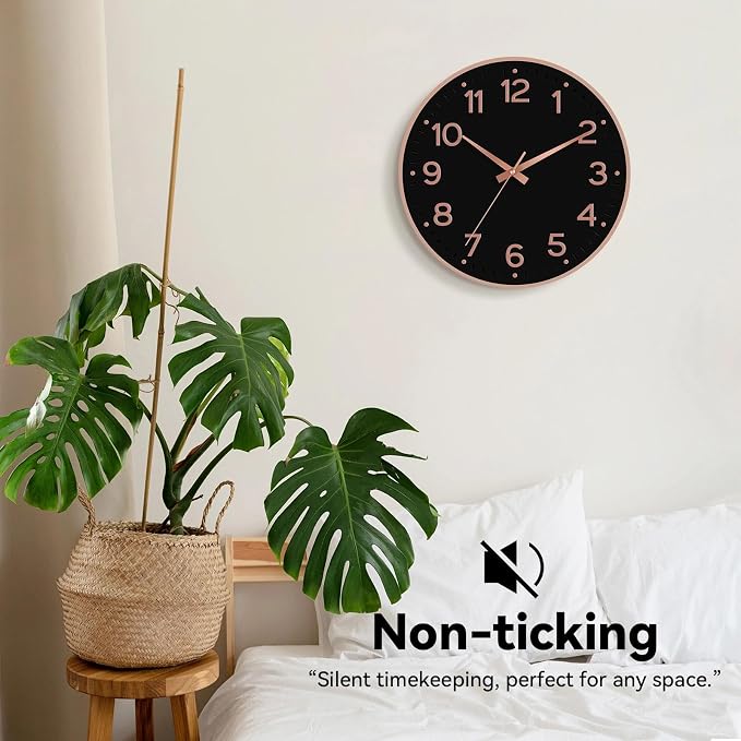 Roymnie Wall Clock 12 Inch Silent Wall Clocks Battery Operated-Modern Non - Image 4