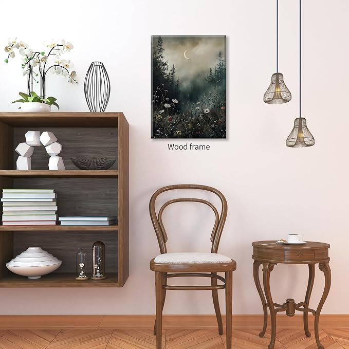 Dark Flower Field Poster Vintage Moody Academia Wall Art 16X24 inch Framed - Image 5