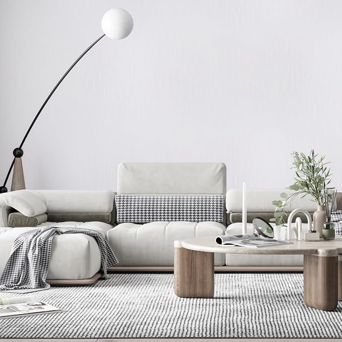 Grasscloth Peel and Stick Wallpaper White Gold Wallpaper15.7 x 118" Linen - Image 2