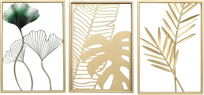SwallowLiving Gold Wall Decor, 3 Pieces Metal Wall Art by SwallowLiving