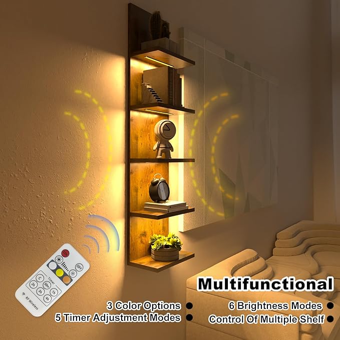 Homaterial 5 Tier Wall Shelf Unit, Modern Vertical Lack Wall Shelves - Image 3