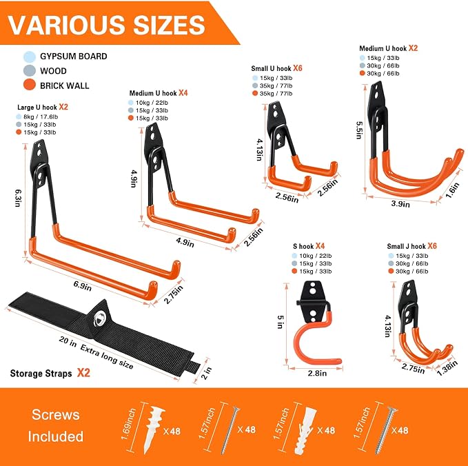 HUPBIPY 26 Pack Garage Hooks Heavy Duty Utility Steel - Image 2