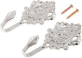 2Pcs Wall Hooks Silver Rose Pattern Carved Vintage Drapery Clothes Key Hook by Hicello