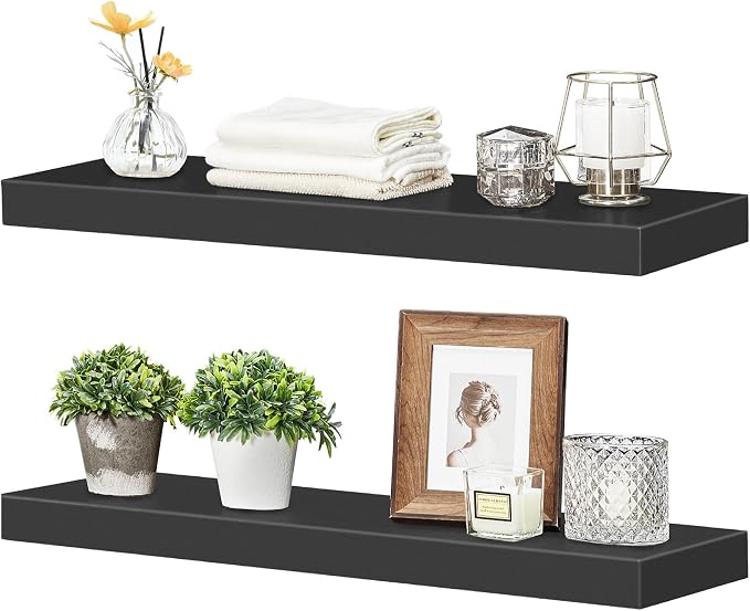 HOOBRO Floating Shelves for Wall, Wall Mounted Shelf Set of 2, 23.6" Hanging - Image 9