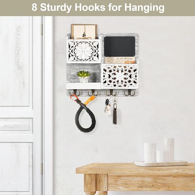 Mail Organizer Wall Mounted, 2 Slots Key Holder - Image 7