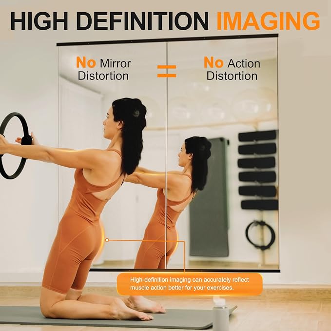 Delma Large Full Body Mirror for Yoga, Frameless Wall-Mounted Glass Panel 2PCS - Image 2