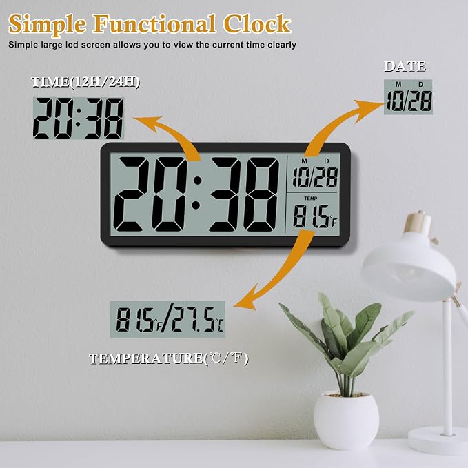 Digital LCD Wall Clock Easy to Set, 8.5 Inch LCD Screen - Image 7