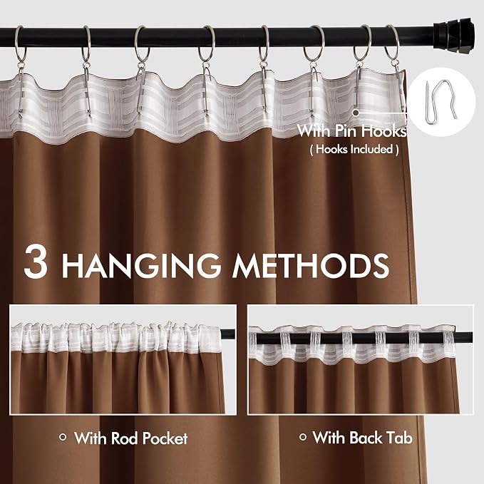 MIULEE Back Tab Blackout Curtains 84 Inch Length 2 Panels Set - Image 3