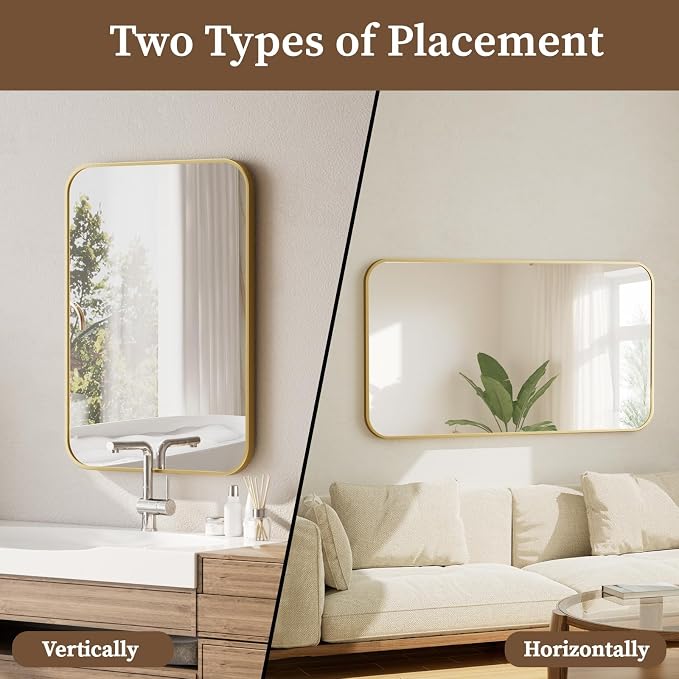 BEAUTYPEAK 20" x 28" Rectangular Aluminum Alloy Frame Wall Mounted Bathroom - Image 4