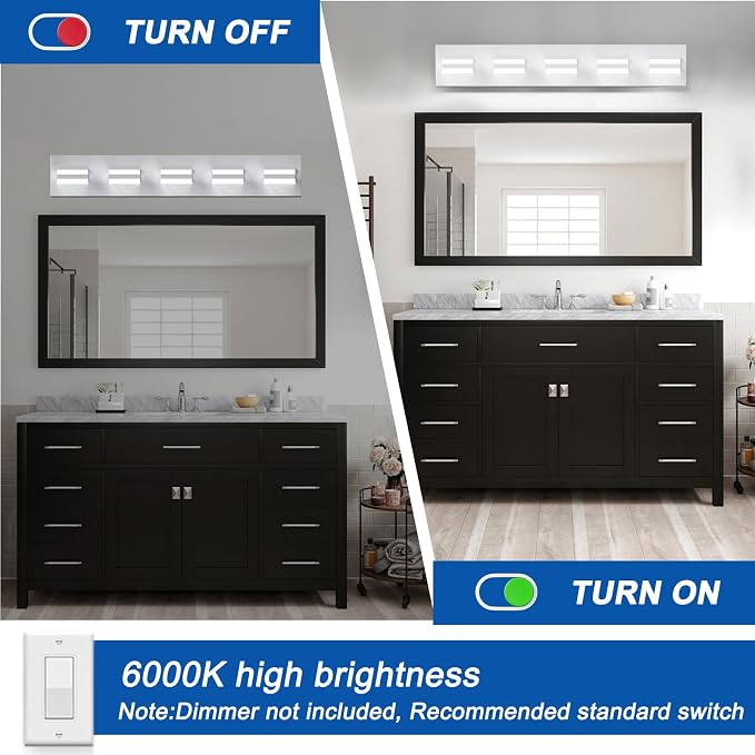 IZORRO LED Modern Bathroom Lights Fixtures, Matte White Acrylic Wall Lighting - Image 5