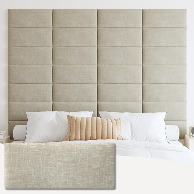 IFNOW Upholstered Wall Mounted Headboard, 3D Soundproof Wall Panels Peel and by IFNOW