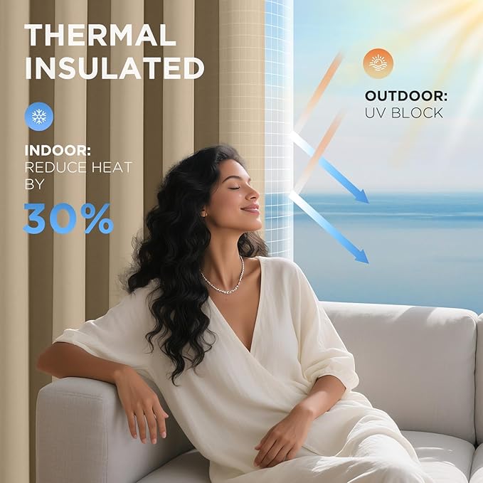 Joydeco Blackout Patio Sliding Door Curtains 96 Inches Long, Grommet Privacy - Image 5