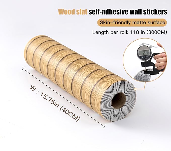 Peel and Stick PVC Slat Wall Panels, Wood Grain Self-Adhesive Soundproof - Image 4