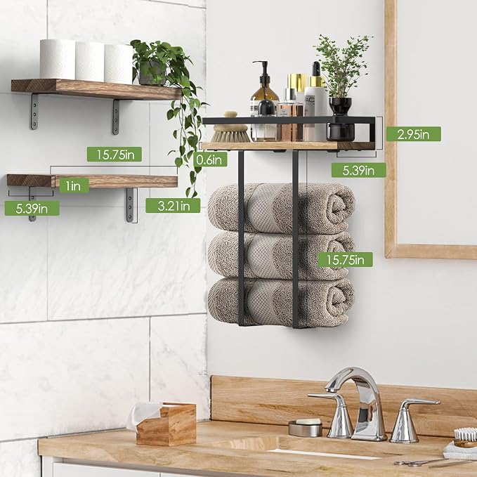 Towel Racks for Bathroom-Wall Mounted Floating Shelves for Wall Bathroom - Image 2