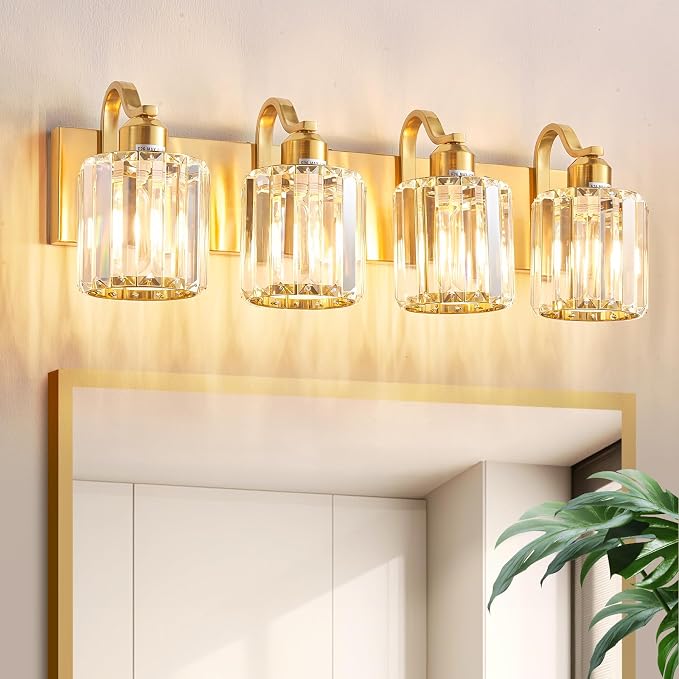 Crystal Vanity Lights, Modern 4-Light Bathroom Lights Over Mirror, Bathroom by AIXIALIN