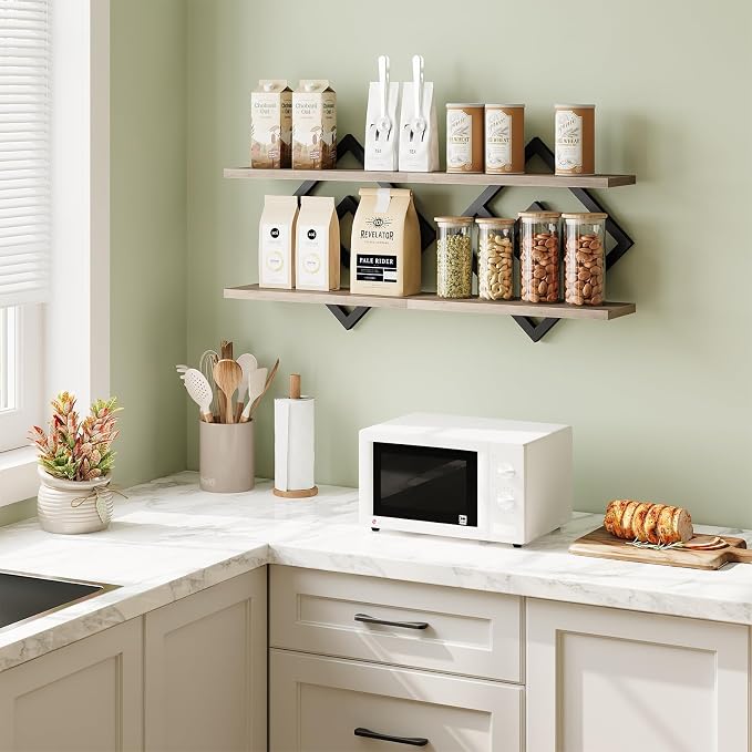 ELYKEN Floating Shelves for Wall, 2-Tier Wall Mounted Storage Shelves for Books - Image 3