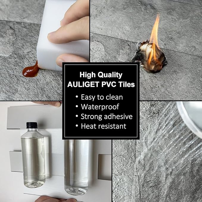 AULIGET 20-Piece Dark Slate Peel and Stick Backsplash Wall Tiles, Laundry Room - Image 5
