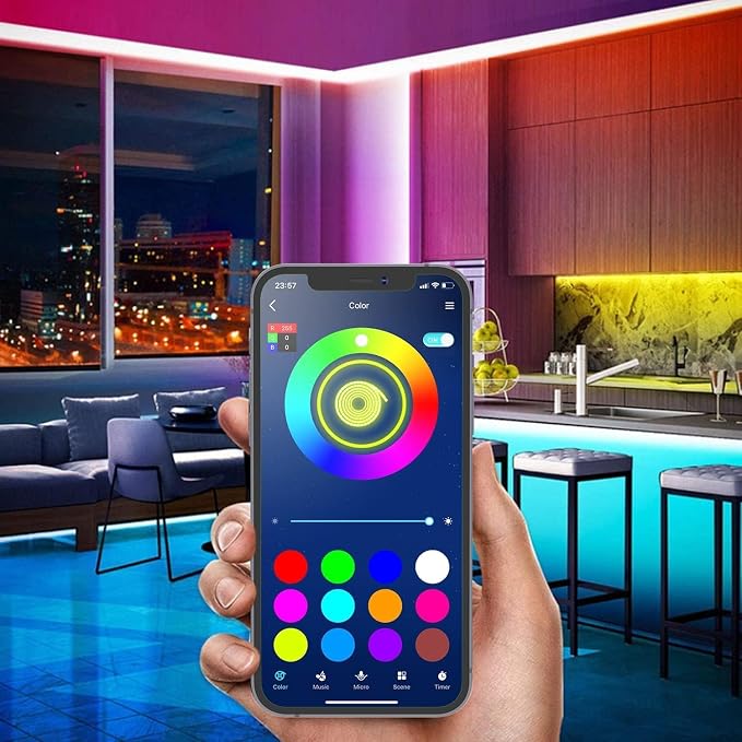 Tenmiro 32.8ft LED Strip Lights, RGB LED Smart Music Sync Color Changing LED - Image 2