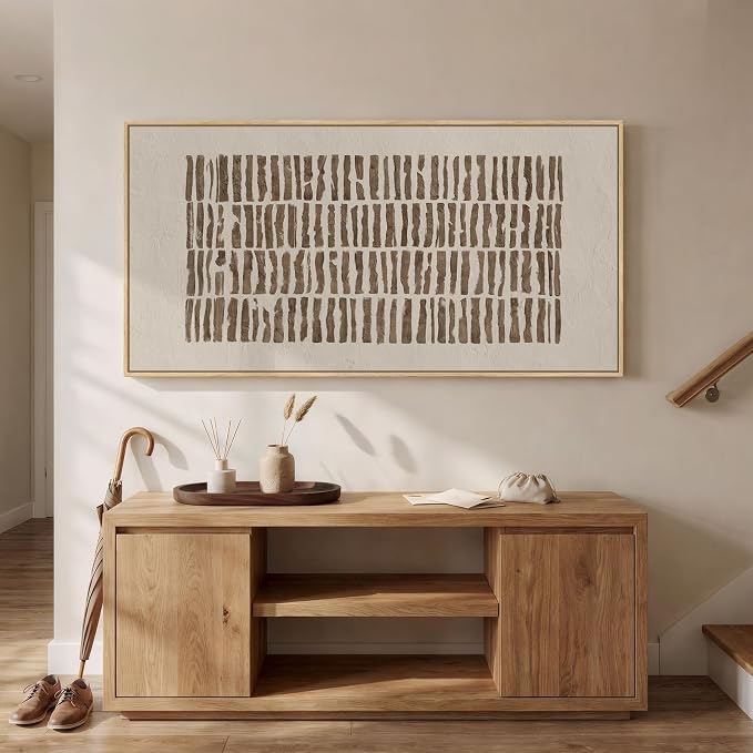 Large Framed Neutral Abstract Canvas Wall Art - Image 4