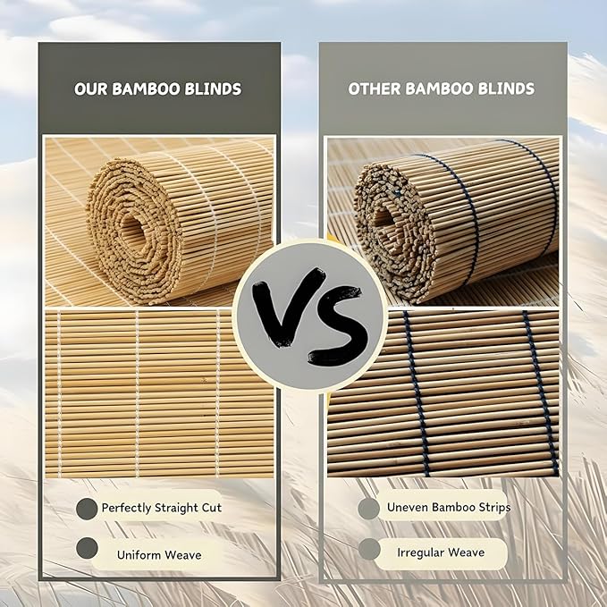 Blackout Bamboo Roller Shades for Outdoor Patio Reed Roll Up Blinds 24" 36" 48" - Image 6