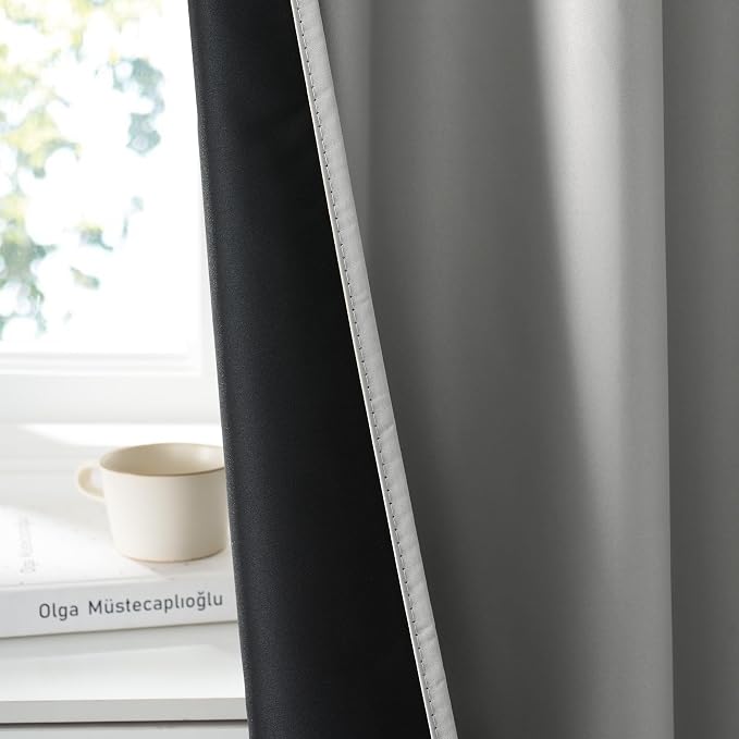 RYB HOME 100% Blackout Basement Curtains 30 inches Long, Heat & UV Blocking - Image 4
