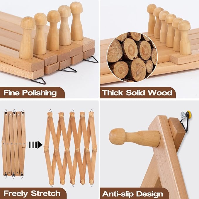 SCUNDA Wall Rack with 16 Hooks, Wooden Wall Expandable Coat Rack - Image 3