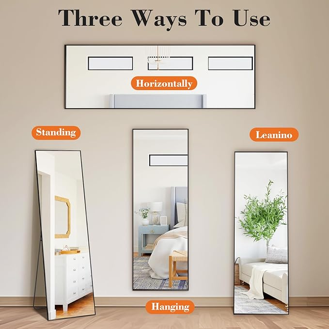 Sweetcrispy 58"x19" Full Length Mirror, Leaning or Standing Full Body Mirror - Image 6