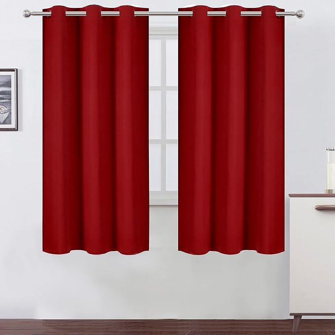 LEMOMO Red Bedroom Blackout Curtains/38 x 63 Inch Long/Set of 2 Curtain by Lemomo