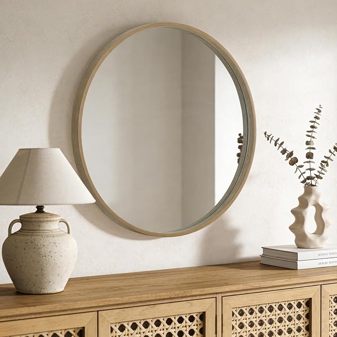 WallBeyond Round Wood Mirror - Image 3
