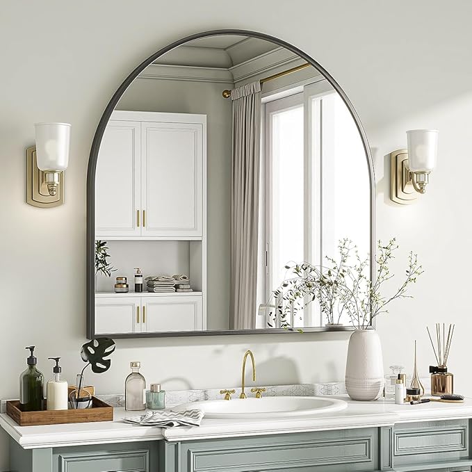 VooBang Wide Arched Wall Mirror, 31 x 32 inch Arch Bathroom Mirror, Wall - Image 3