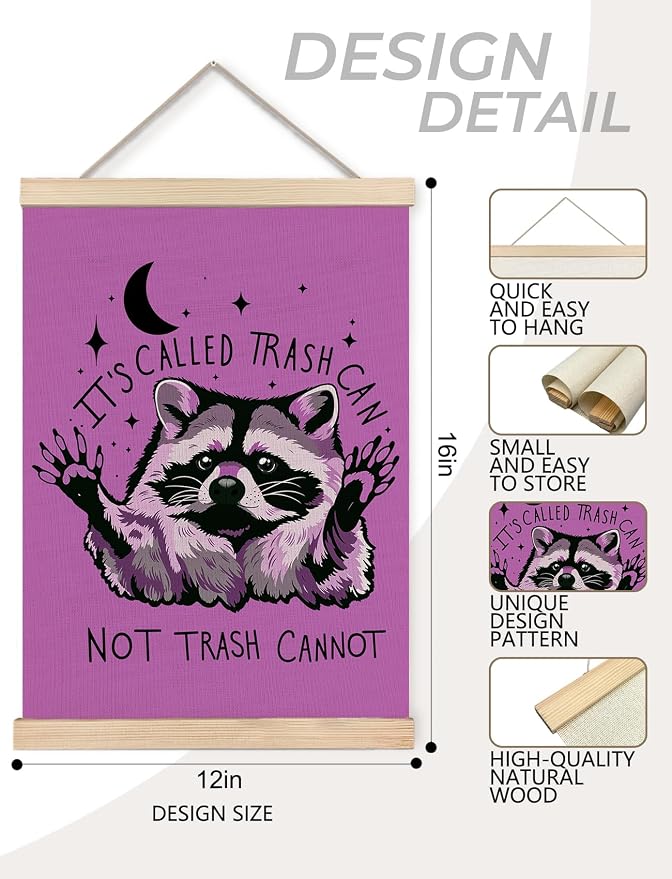 Foritho Funny Motivational Raccoon Meme Poster Wall Art Framed - Image 7
