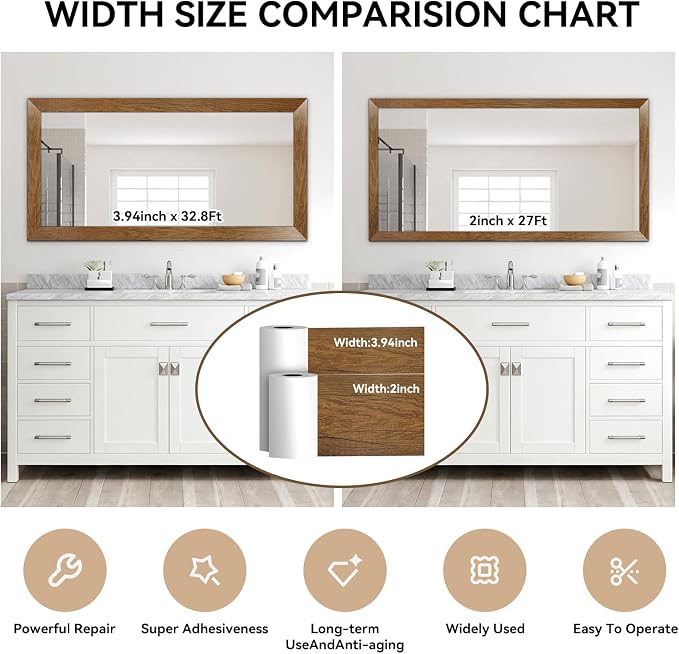 DESOMINOR 32FT Peel &Stick Wood Grain Wallpaper Border Removable Waterproof - Image 2