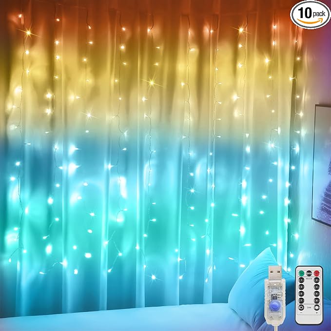 suddus Curtain Lights, 180 Led 6.5 * 5.9ft Sunset Curtain Fairy Lights USB by SUDDUS