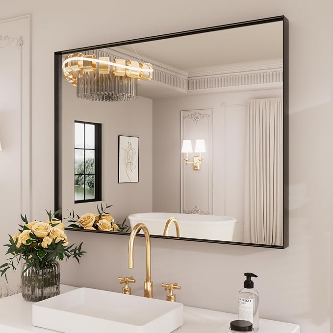 LOAAO Black Bathroom Mirror 28"X36" by LOAAO
