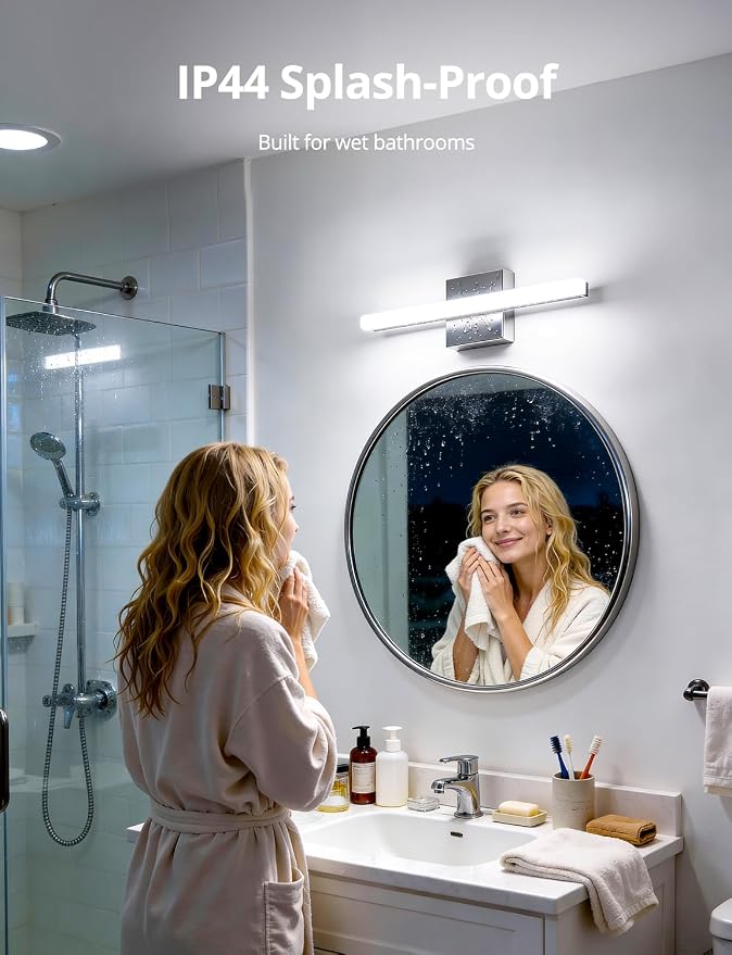 Combuh Modern Bathroom Light Fixtures Over Mirror, 16 Inch IP44 9W Chrome - Image 5