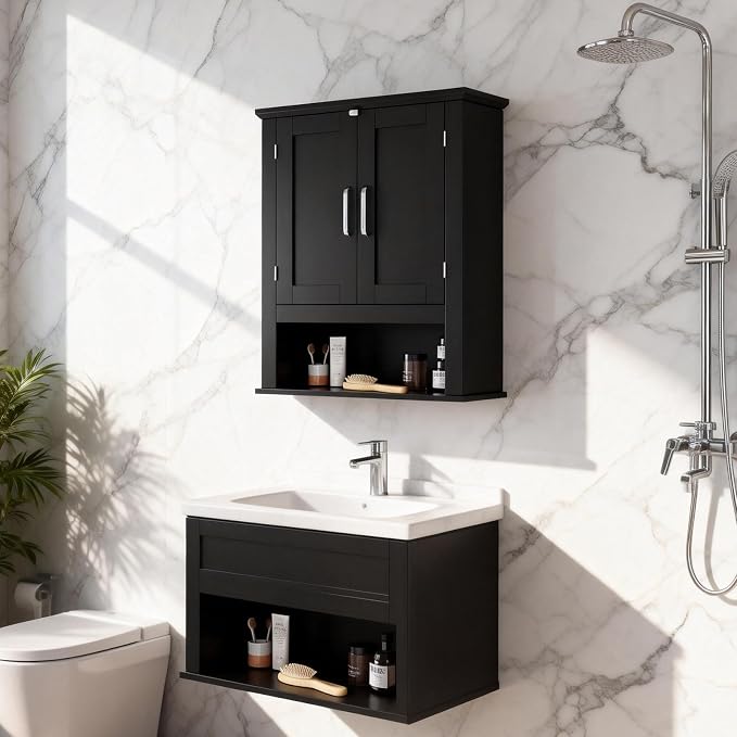 VINGLI Bathroom Wall Cabinet, Adjustable Hanging Storage Organizer Over Toilet - Image 10