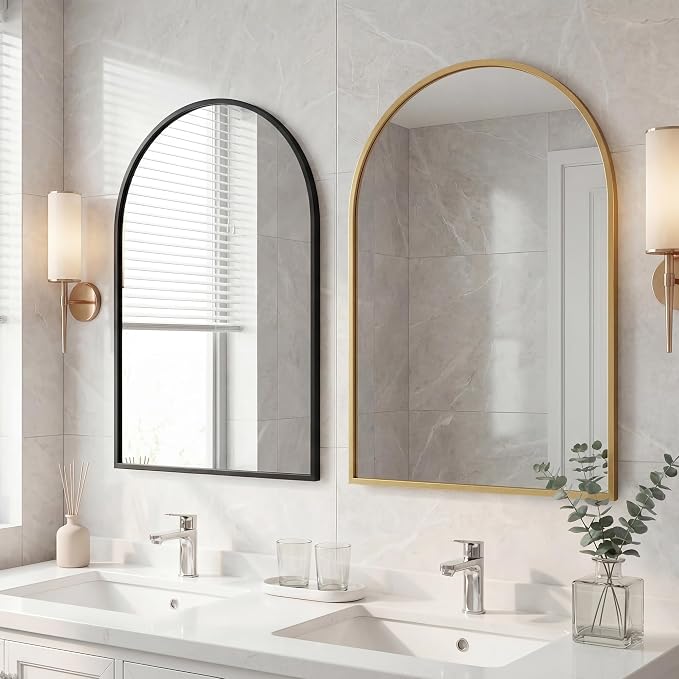 OLIXIS 20x30 Inch Arched Black Bathroom Mirror - Image 2