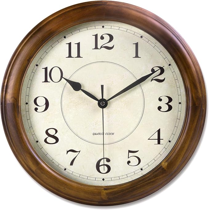 Kesin Wall Clock Wood 14 Inch Silent Wall Clocks Large Decorative Battery by Kesin