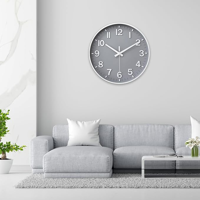 HZDHCLH Wall Clocks Battery Operated, Wall Clock Gray, 12 inch Wall Clock - Image 9
