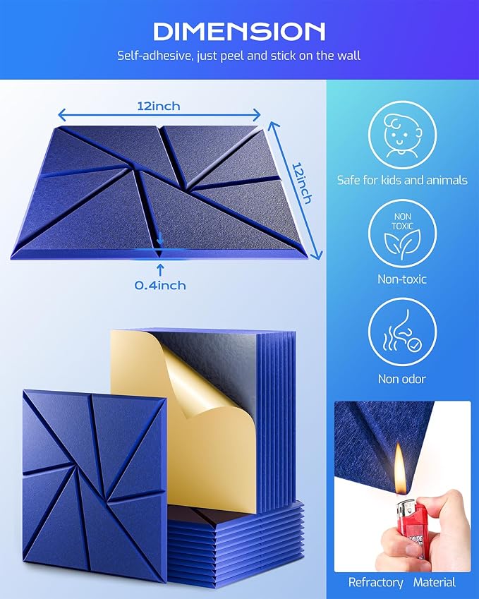 22 Pack Acoustic Panels, Sound Proof Foam Panels - Image 3
