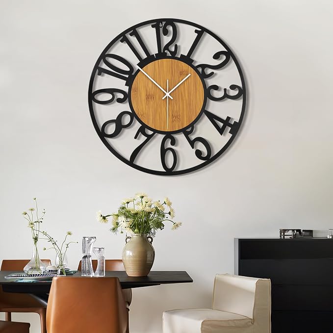 LEIKE Large Wall Clocks, Non Ticking, Battery Operated Rustic Round Modern Big - Image 6