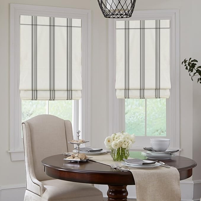 DEJAVU Roman Shade, Classic Grey Stripe Custom Blackout Light Filtering Roman - Image 3