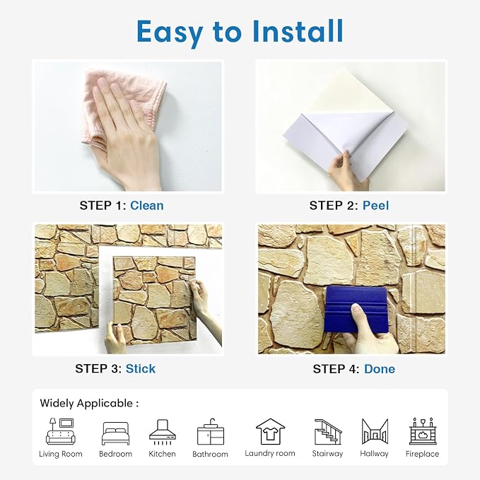 COMSTICKC 3D Faux Stone Wall Panel Peel and Stick Wall Stickers, Not Real Stone - Image 8